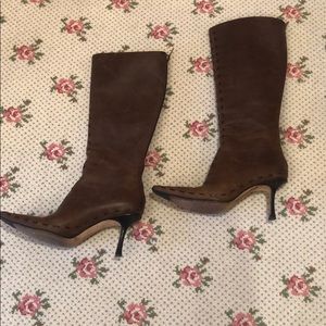 Jimmy Choo Old Amer Ranch Coffee Boots w Stitching